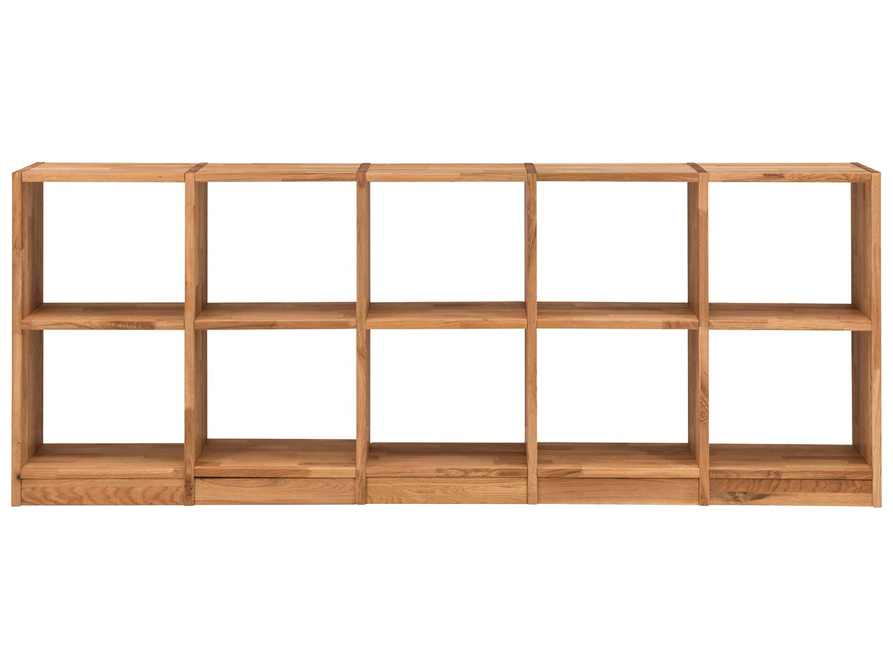Regal "Grid" 5 x 2 Fächer, B 225 x H 87 x T 34 cm, Wildeiche geölt