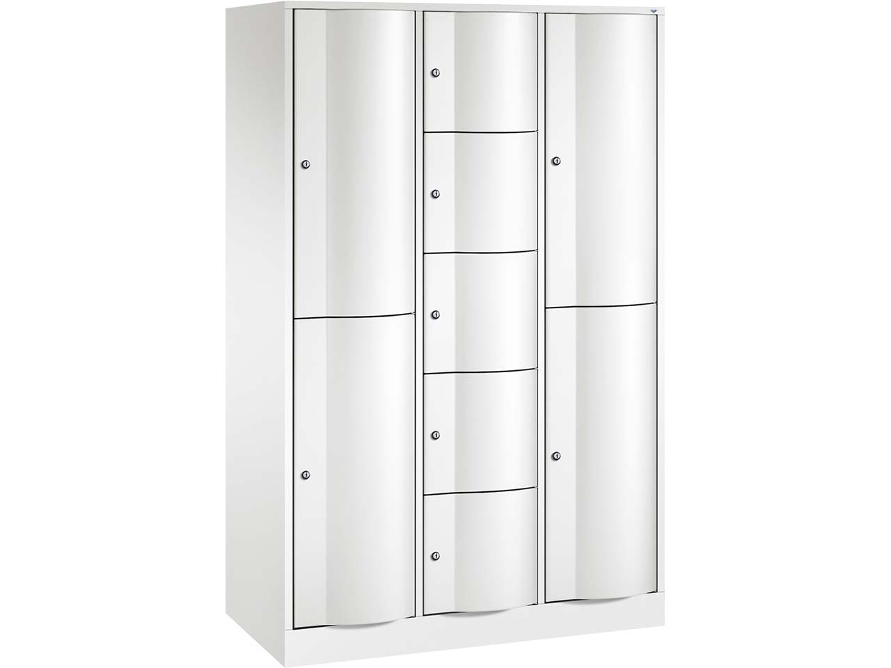 Kombi-Schließfachschrank, H1950xB1148xT540 mm, 2+5+2 Fächer, Verkehrsweiß