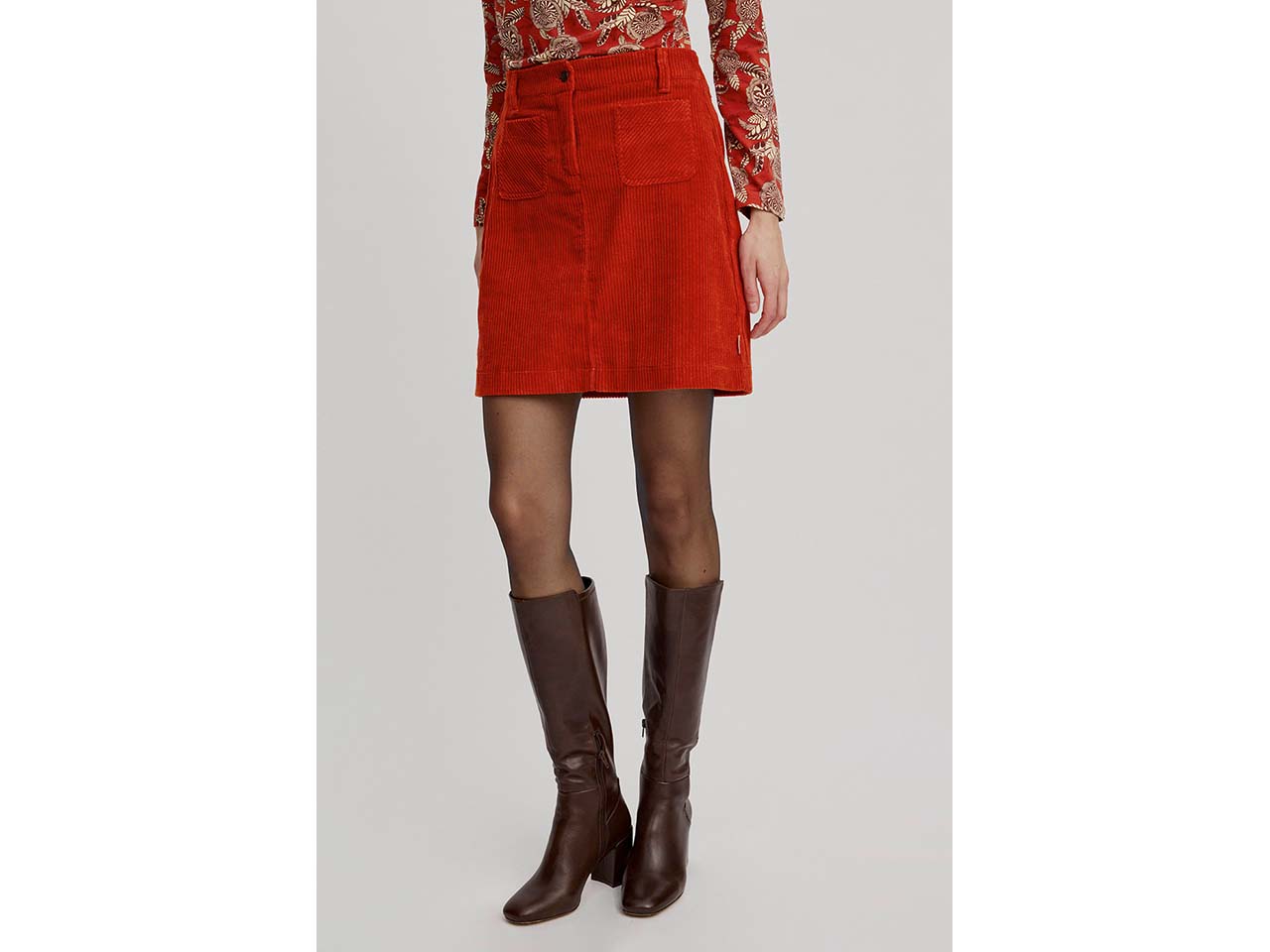 tranquillo Damen-Mini-Rock aus Cord mit kleinen Vordertaschen, rooibos, Gr. 38