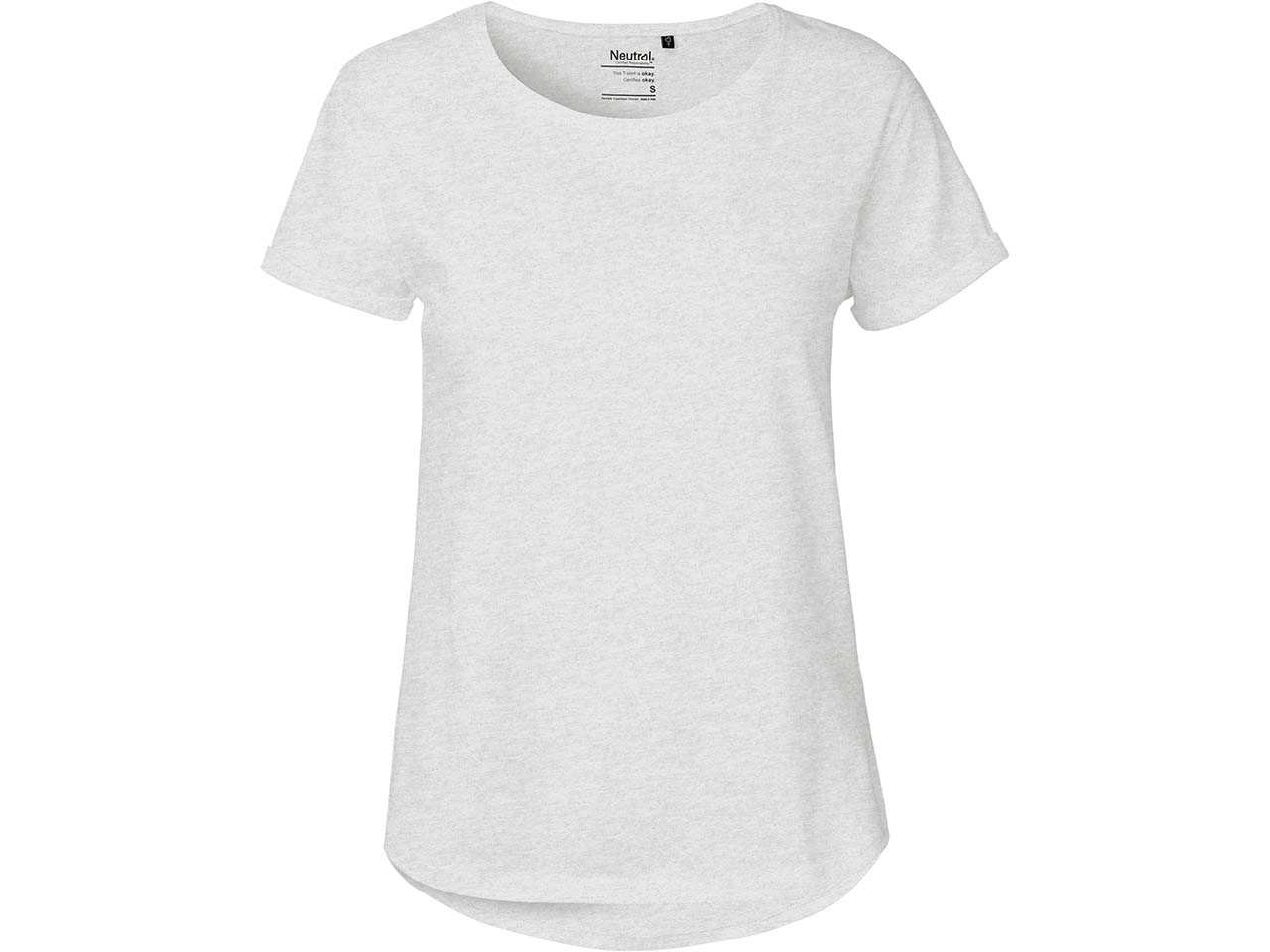 Neutral Bio-Damen-T-Shirt mit Roll-Up-Ärmeln, ash grey, Gr. M