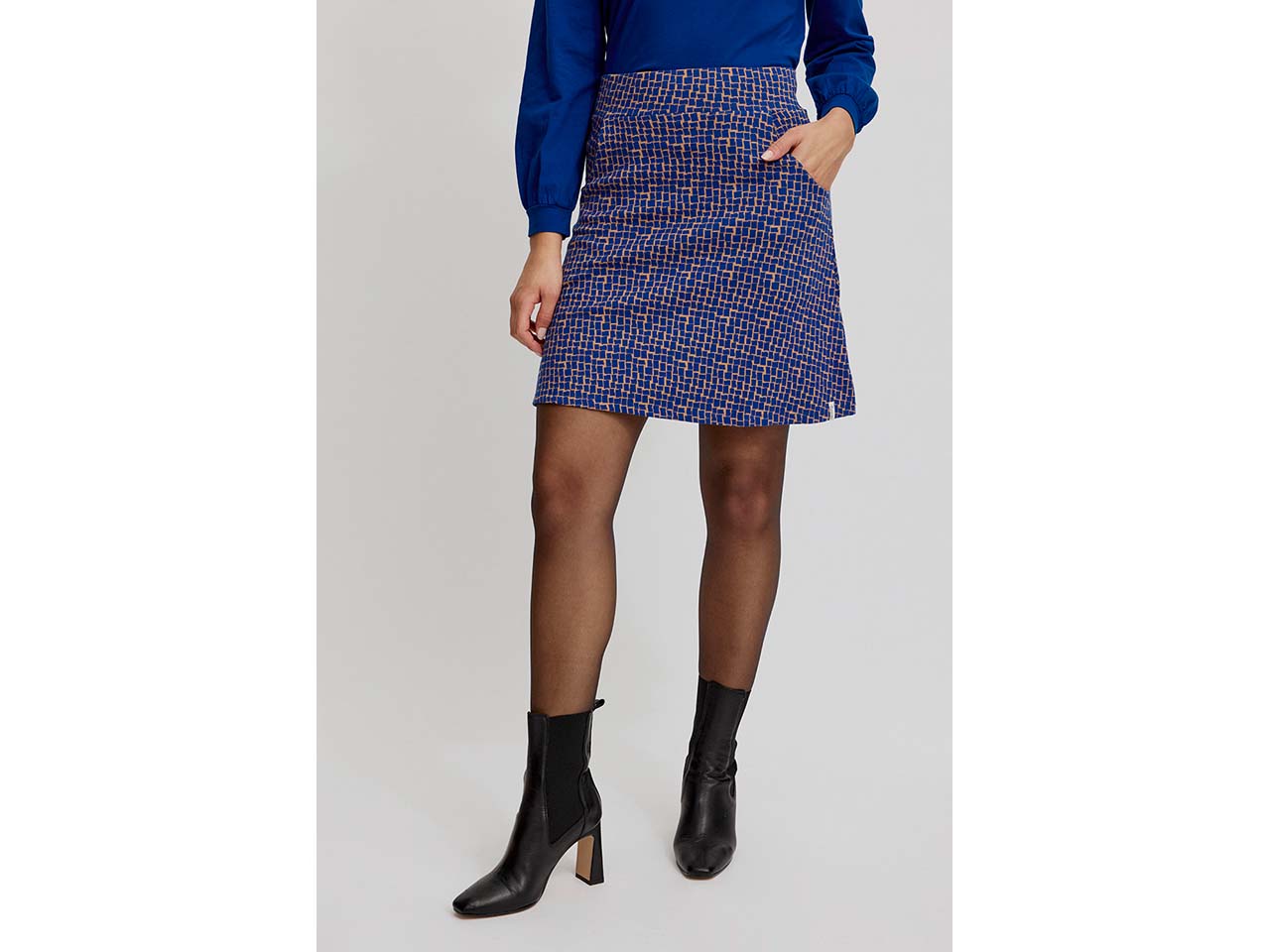 tranquillo Bio-Damen-Strickrock mit Seitentaschen, blue windows, Gr. L