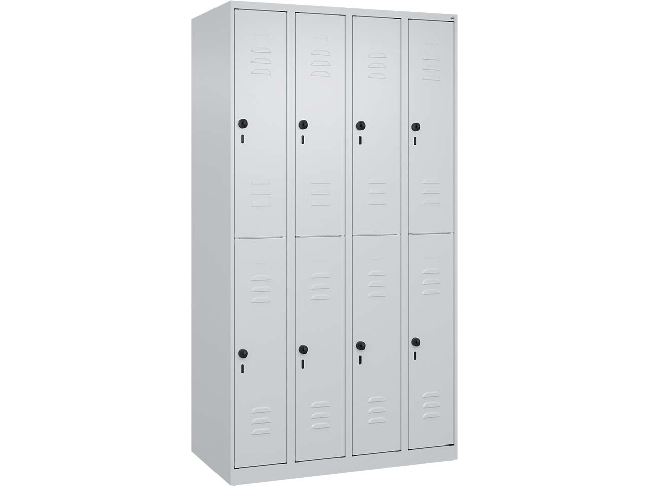 C+P Doppelstock-Spind Classic PLUS, 8 Fächer, 1850x1000x500mm, Lichtgrau/Lichtgrau