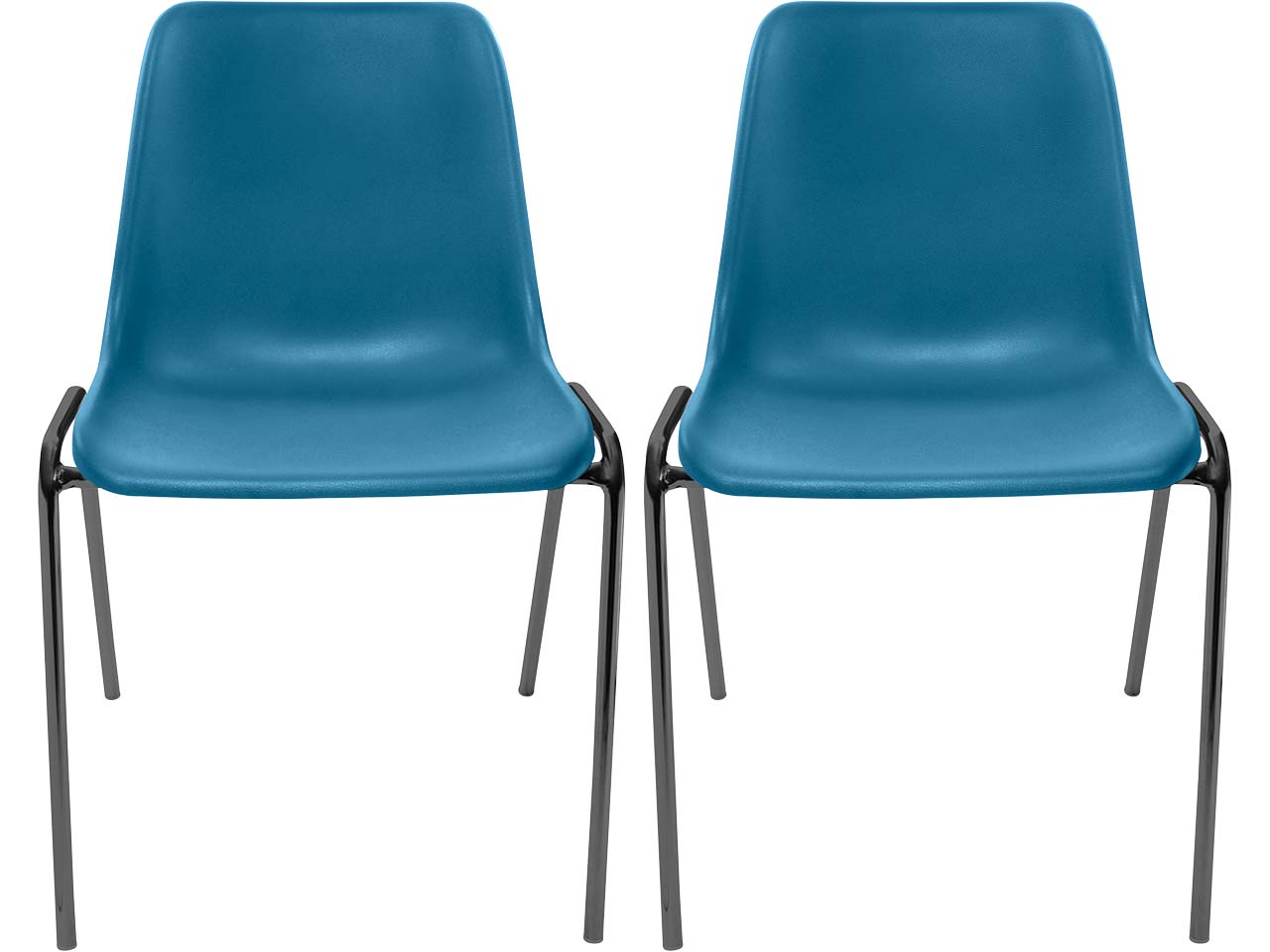 2x Besucherstuhl "ECO" Gestell anthrazit gepulvert, Kunststoffschale hellblau