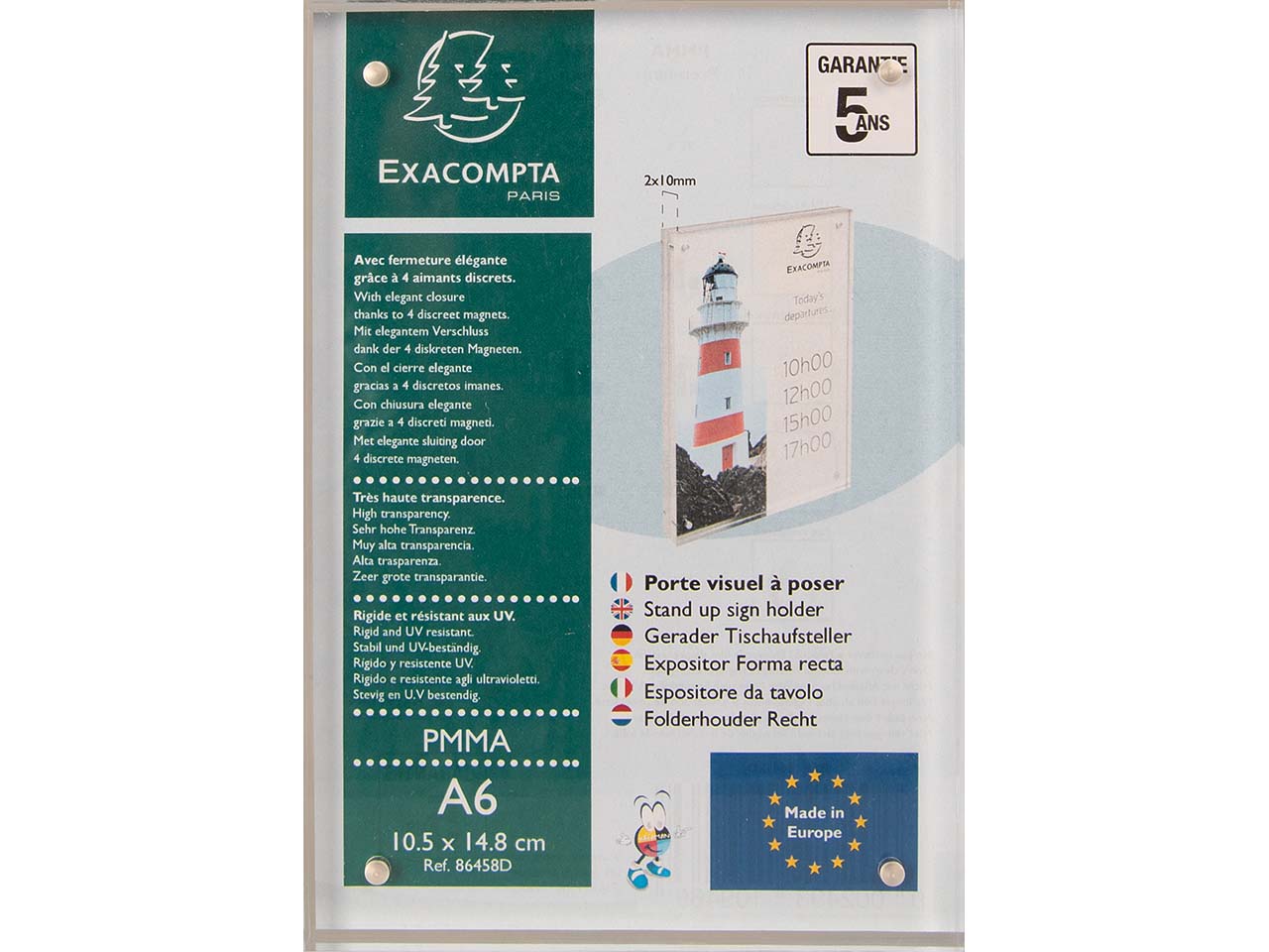 Exacompta Tischaufsteller "Exacryl" mit Magnetverschluss, (2x10mm) DIN A6 Exacompta Tischaufsteller "Exacryl" mit Magnetverschluss, (2x10mm) DIN A6