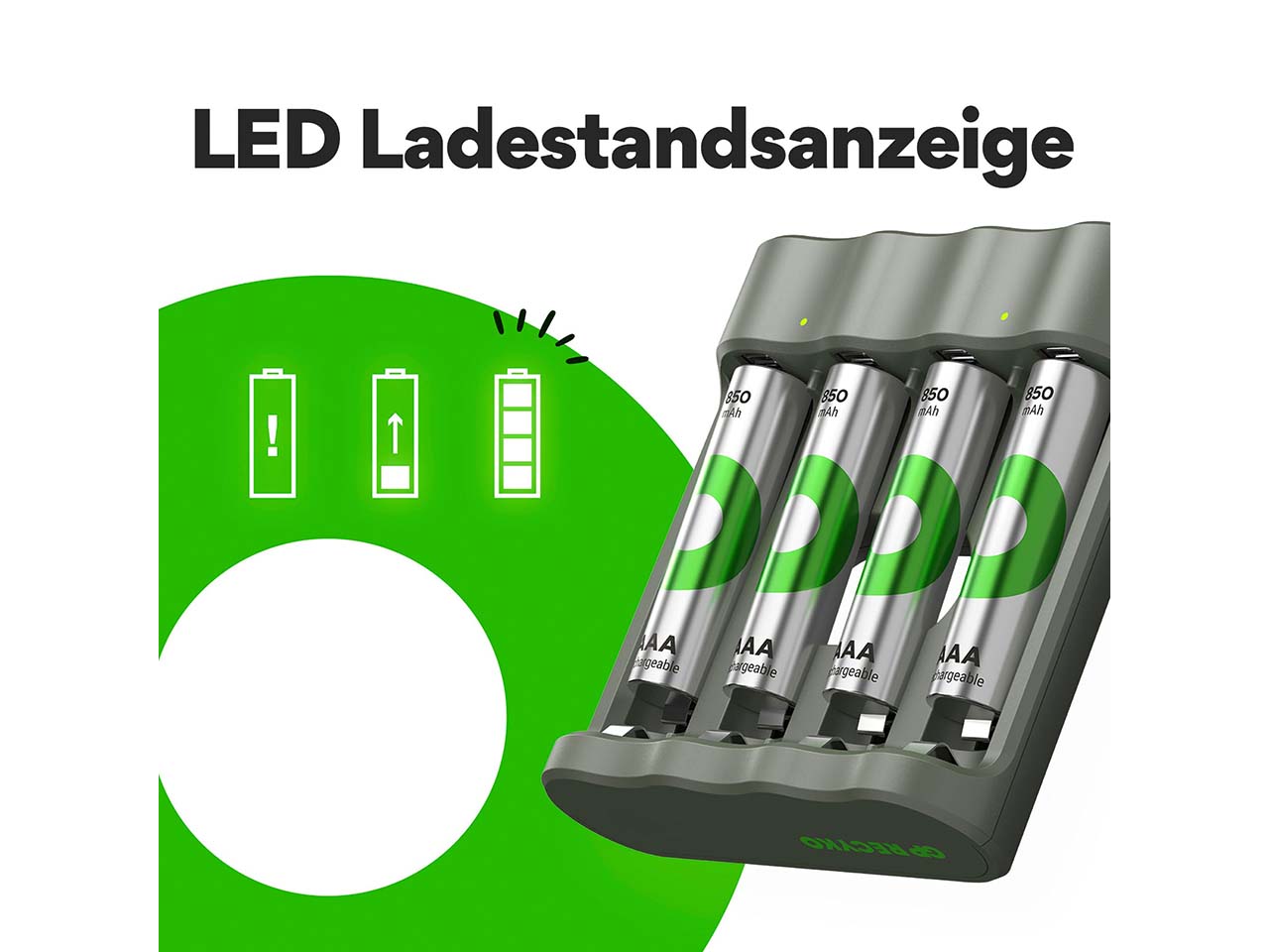GP Battery USB Ladegerät "B441U" inkl. 4 x AAA mit je 850 mAh