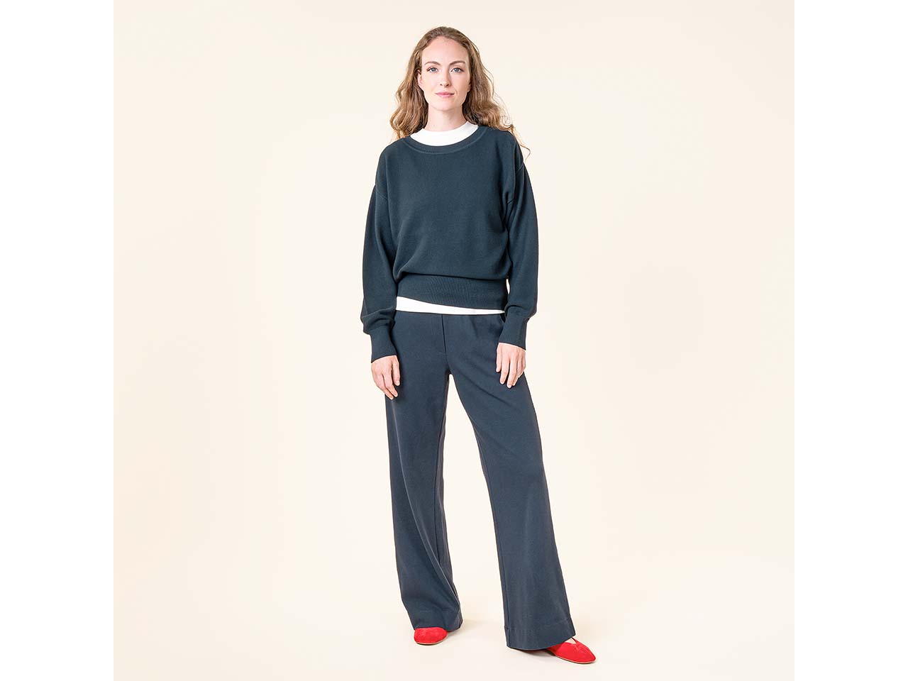 Living Crafts Bio-Damen-Stoffhose 'TAMINA' mit Seitentaschen, ink blue, Gr. S