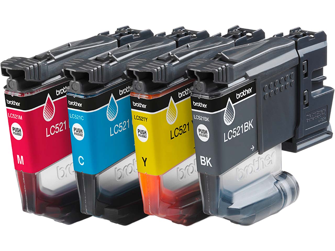 Brother 4er-Set Tintenpatrone LC-521BK/C/M/Y schwarz, cyan, magenta, gelb