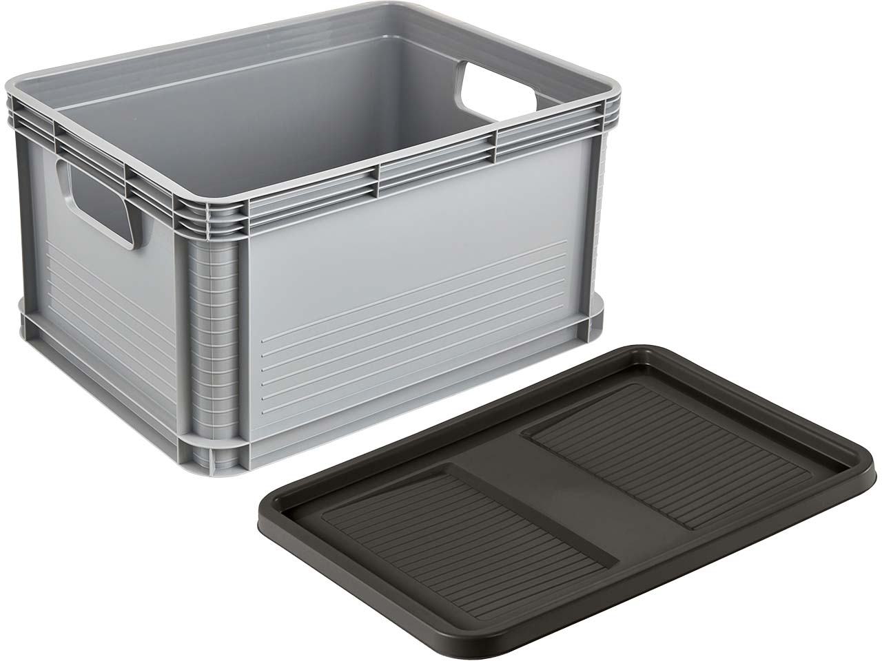keeeper Transportbox "Robert" mit Deckel "Roberta", stapelbar, 40x30x22 cm, 20 l, grau