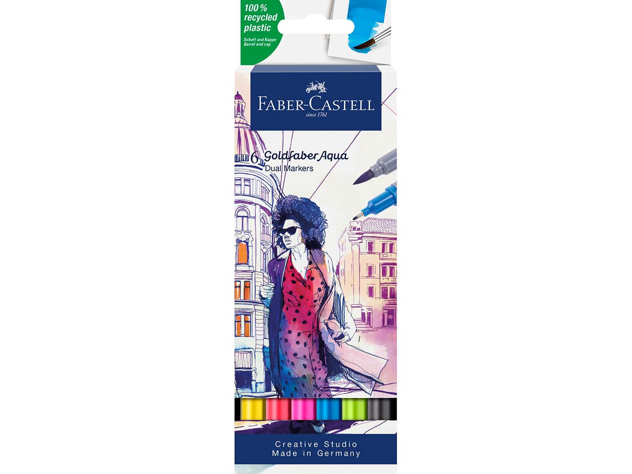Faber-Castell Aquarell-Marker Goldfaber Aqua Dual, farbsortiert, 6 Stück