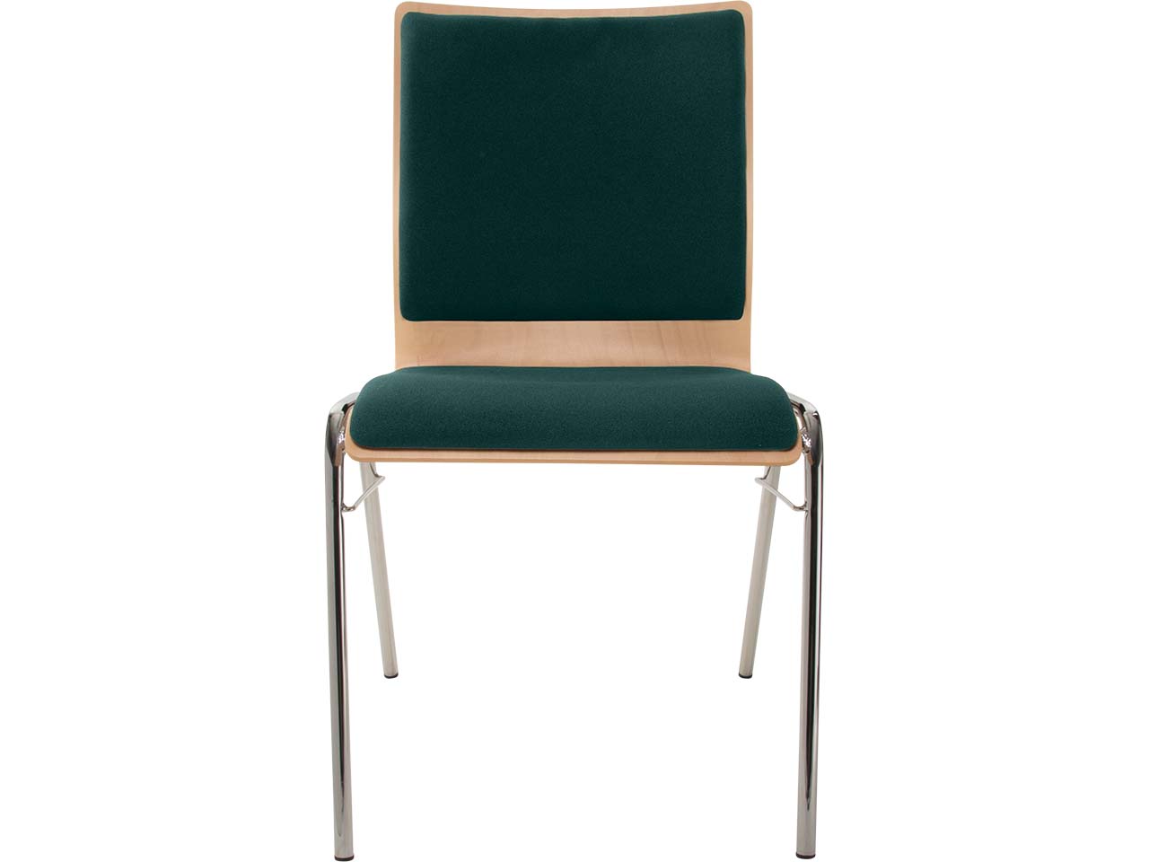 Besucherstuhl "A45" Buche lackiert, Gestell verchr., Steg, Sitz- und Rückenpolster dunkelg