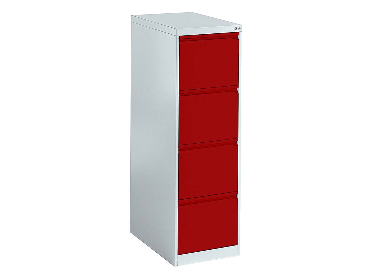 Hängeregistraturschrank einbahnig, 4 Schubladen, lichtgrau/rubinrot