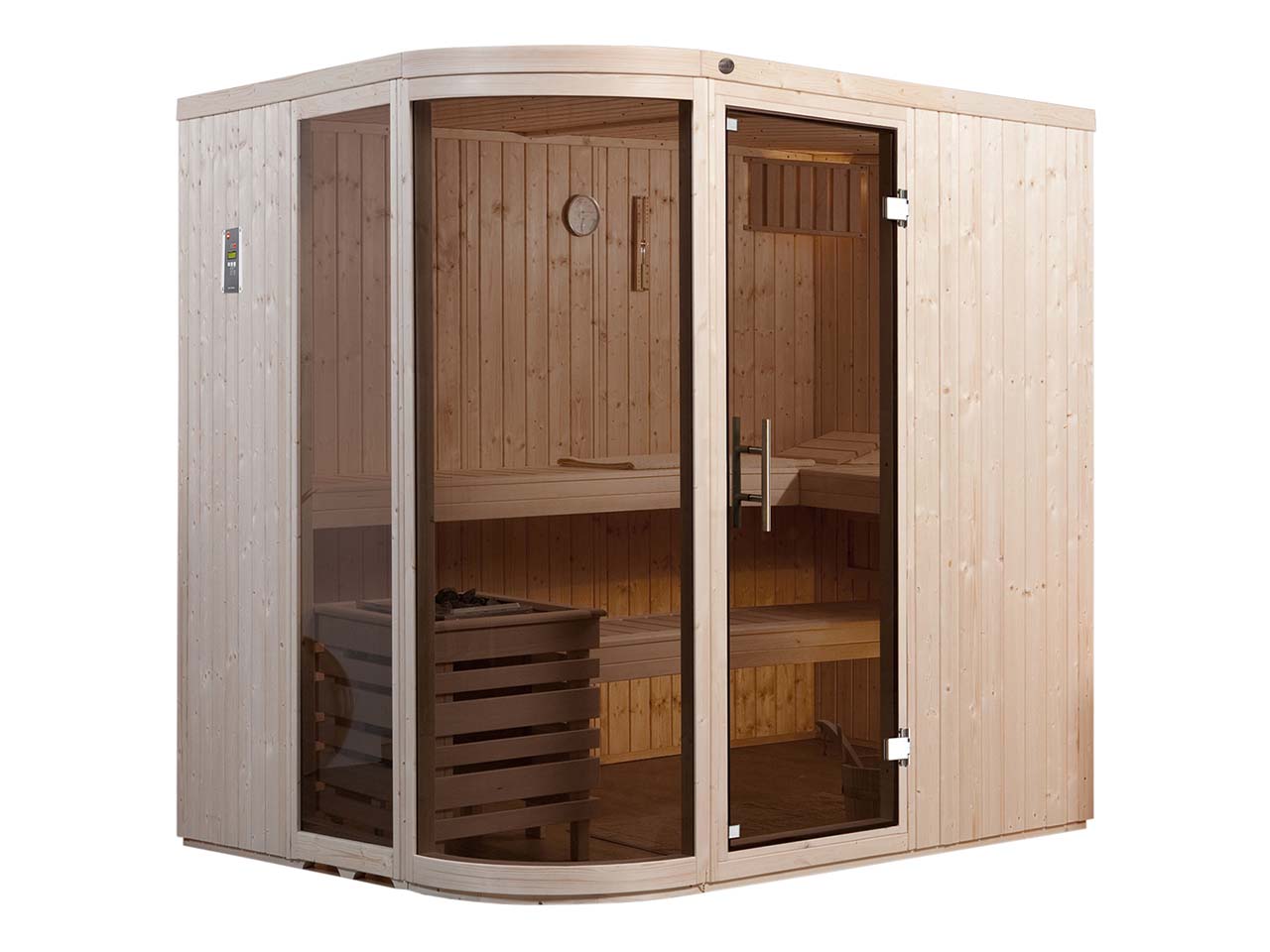 weka Elementsauna "Sara 1" mit Glastür in Graphit-Optik, inkl. 7,5 kW Saunaofen "Klassik"