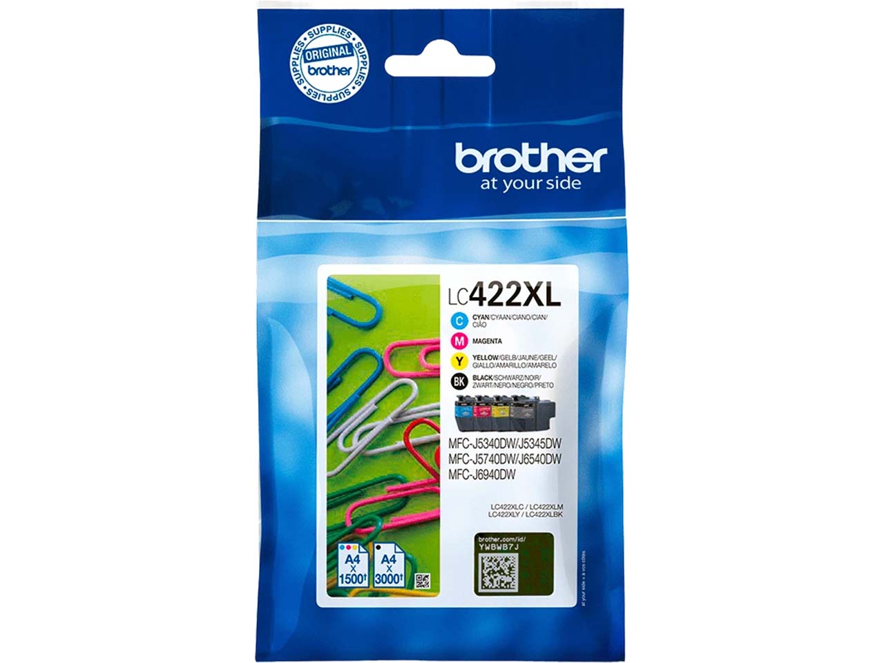 Brother 4er Set Tintenpatrone LC-422XLBK/C/M/Y schwarz, cyan magenta, gelb