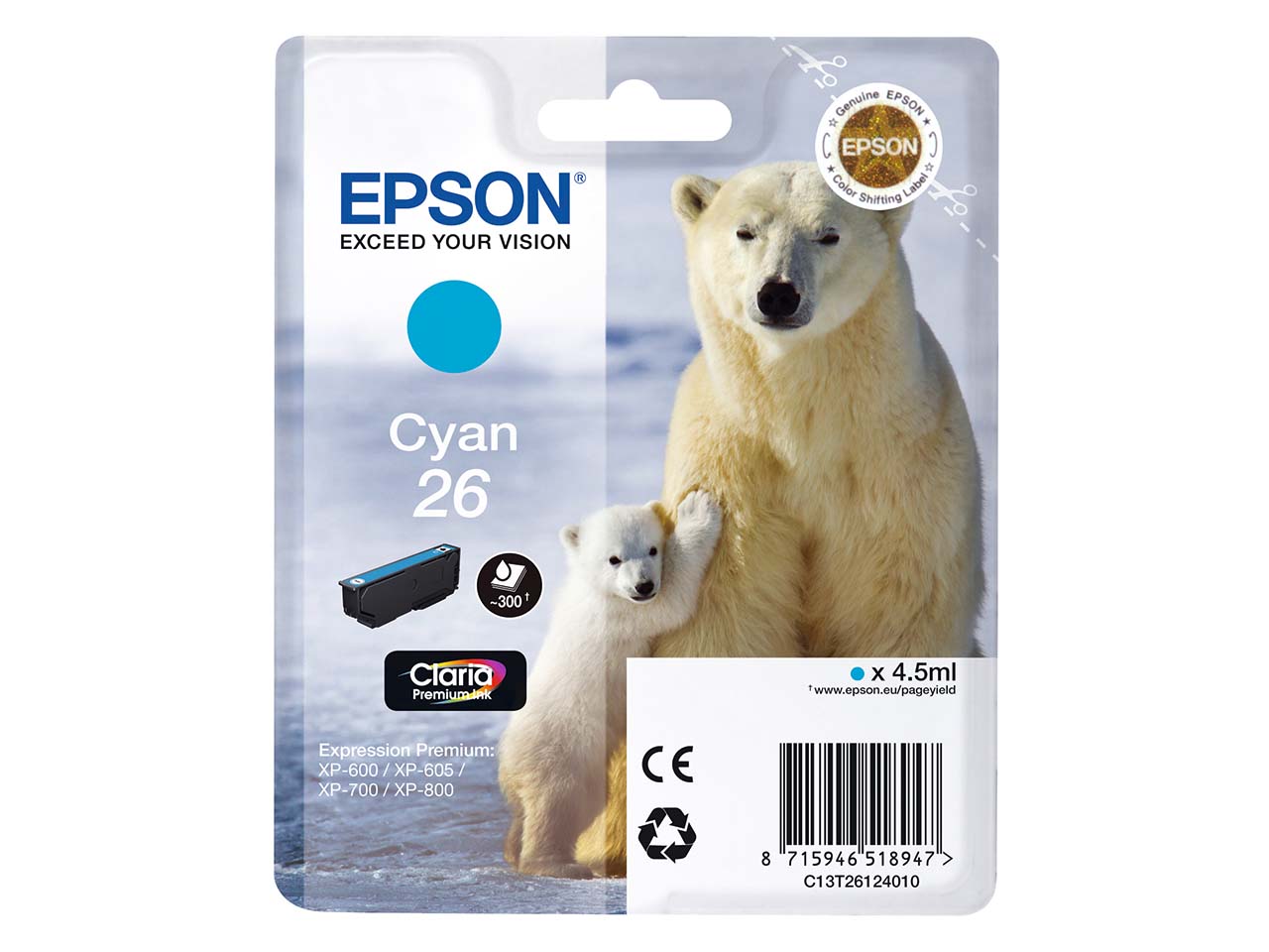 Epson Tintenpatrone T2612/ 26 cyan