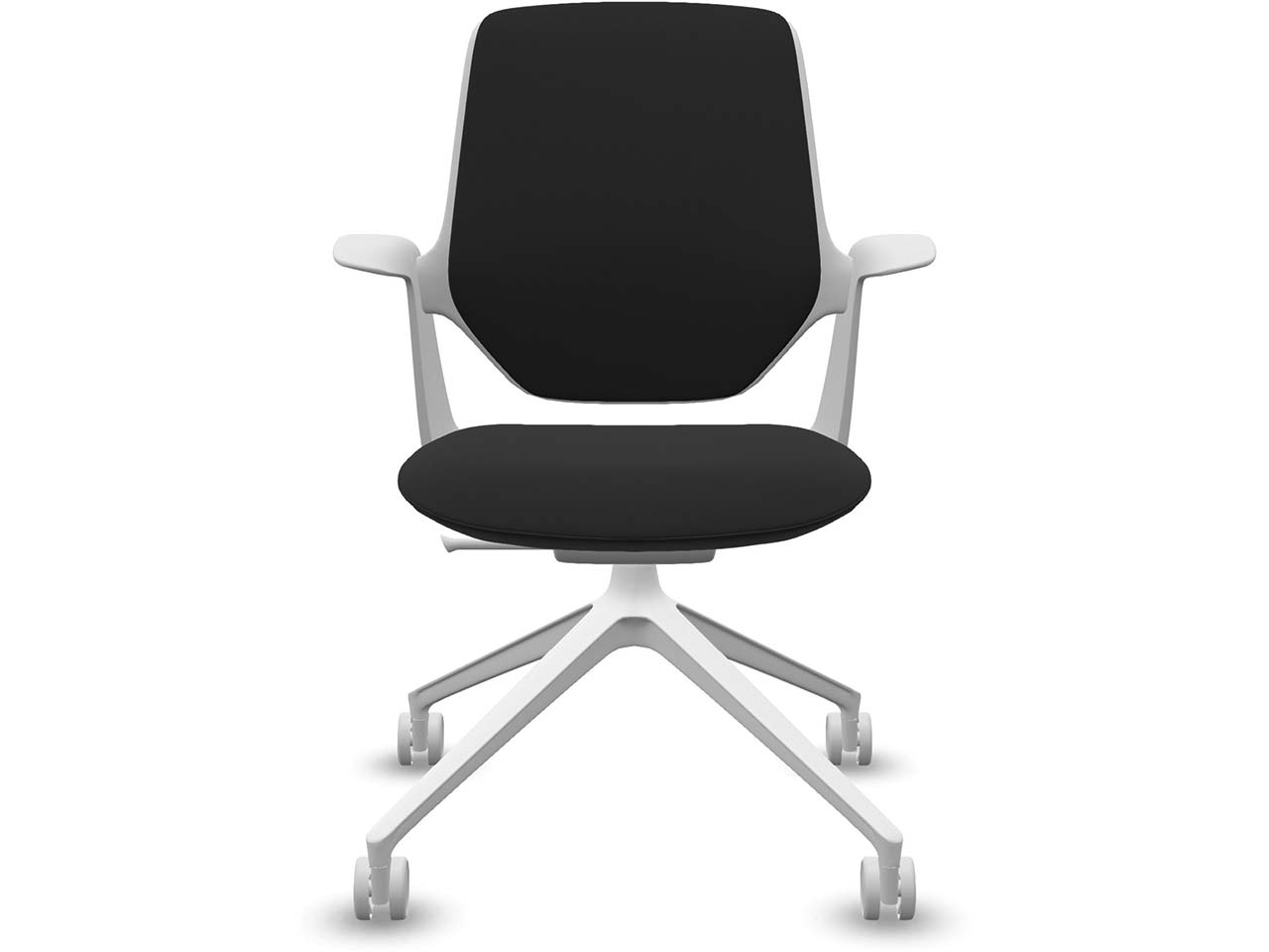 Profim Besucherstuhl "TRILLO PRO" mit Sternfußgestell auf Rollen, weiß, Stoff: schwarz