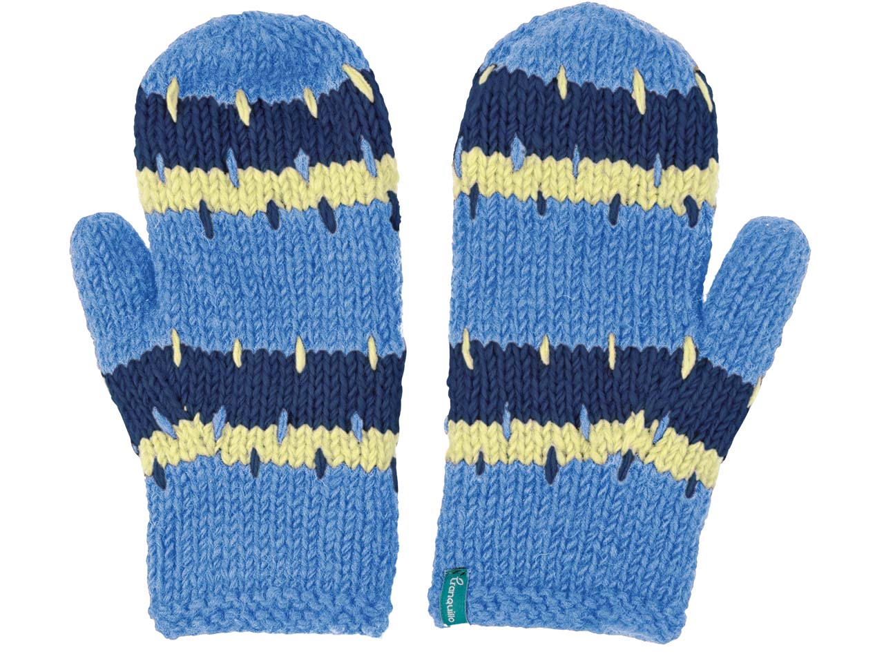 tranquillo Fäustlinge aus Wolle, gemustert, indigo