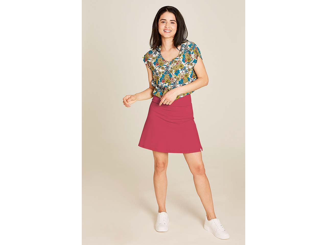 tranquillo Bio-Damen-Mini-Rock mit Kellerfalten, anemone, Gr. S