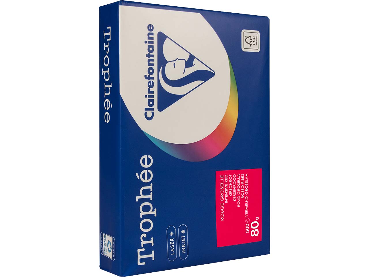 Clairfontaine Farbiges Kopierpapier "Trophee" 80 g/m², DIN A4, kirschrot