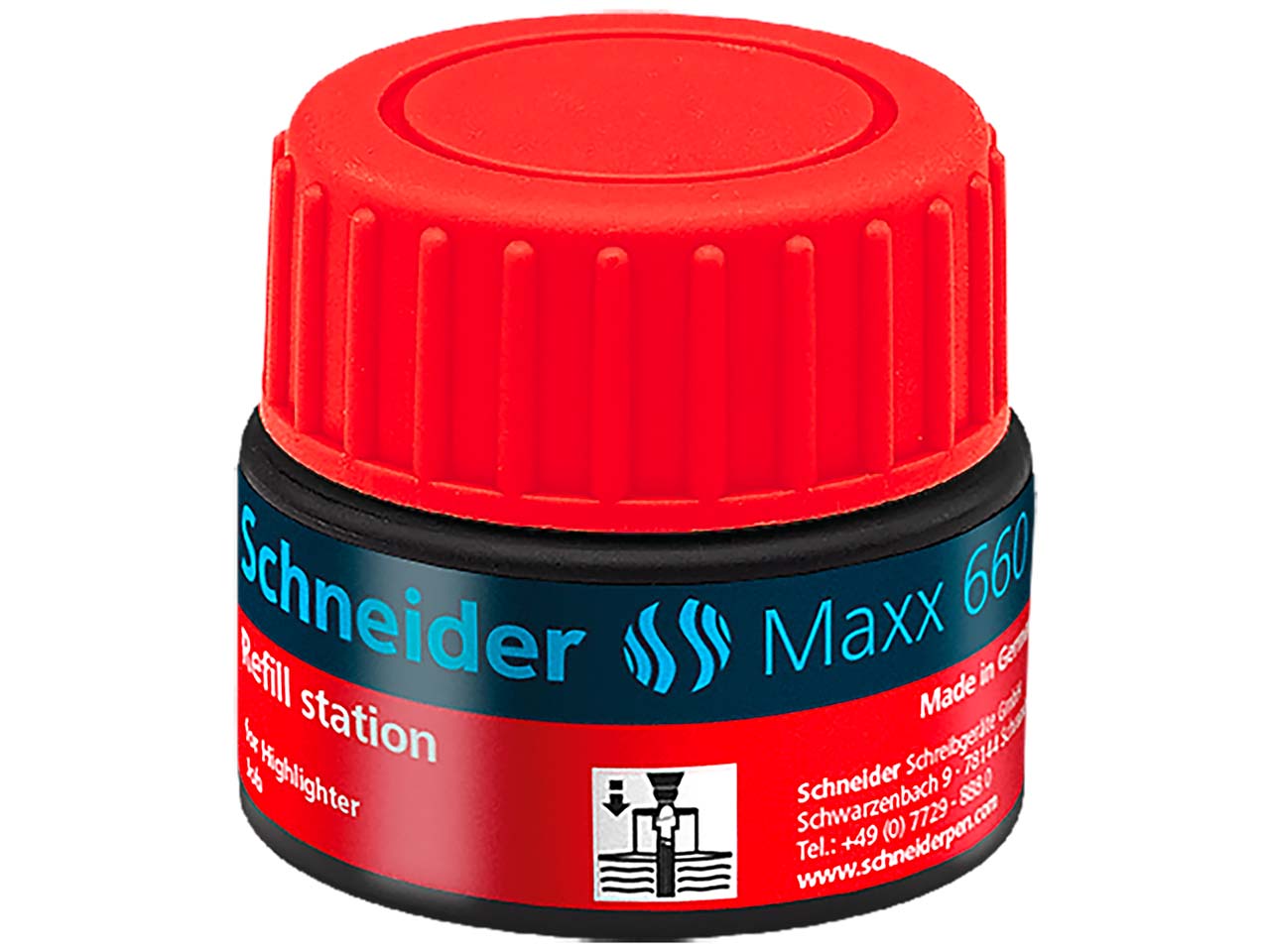 Schneider Nachfülltinte Maxx 660 für Textmarker Job, 30 ml, rot
