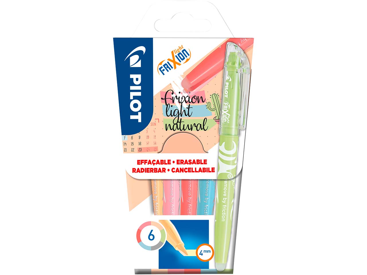 Pilot 6er-Set Textmarker "Frixion Light Natural" farbig sortiert