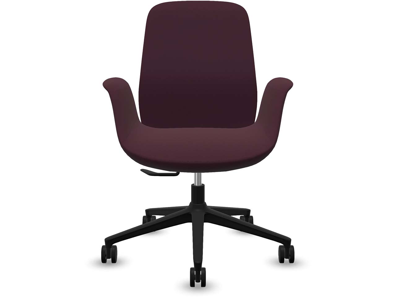 Profim Bürodrehstuhl „ELLIE PRO“ mit Armlehnen, schwarz, Stoff: bordeaux