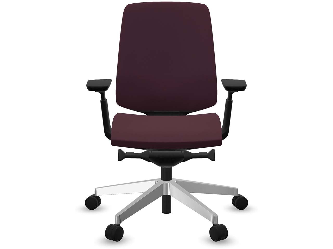 Profim Bürodrehstuhl "LIGHT UP" mit Armlehnen, Gestell: silber, Stoff: bordeaux