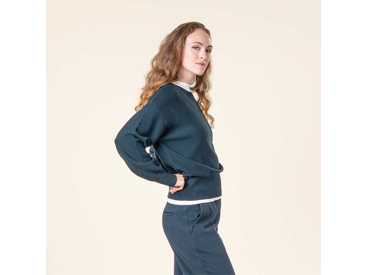 Living Crafts Bio-Damen-Pullover 'THABITA' mit überschnittenen Schultern, ink blue, Gr. S