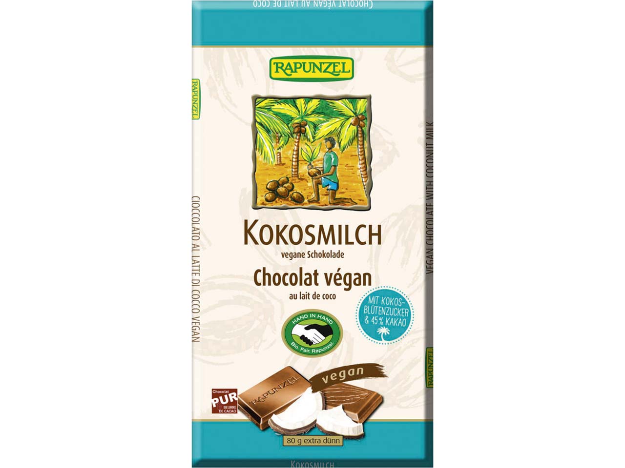 RAPUNZEl Bio-Kokosmilch-Schokolade, vegan, 80 g