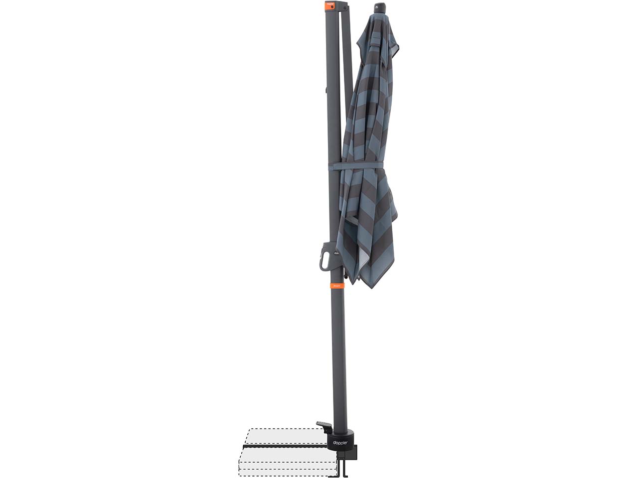 doppler Pendelschirm "myZone AX" 210 x 210 cm, Blockstreifen anthrazit