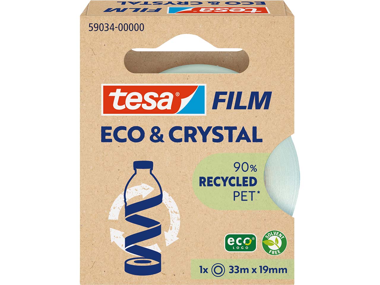 tesa Klebeband "tesafilm ECO & CRYSTAL", 19 mm x 33 m, 1 Rolle