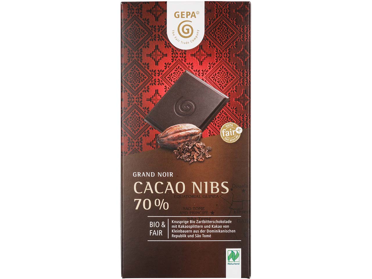 GEPA Bio-Zartbitter-Schokolade "Grand Noir" Cocao Nibs 70 %, 100 g