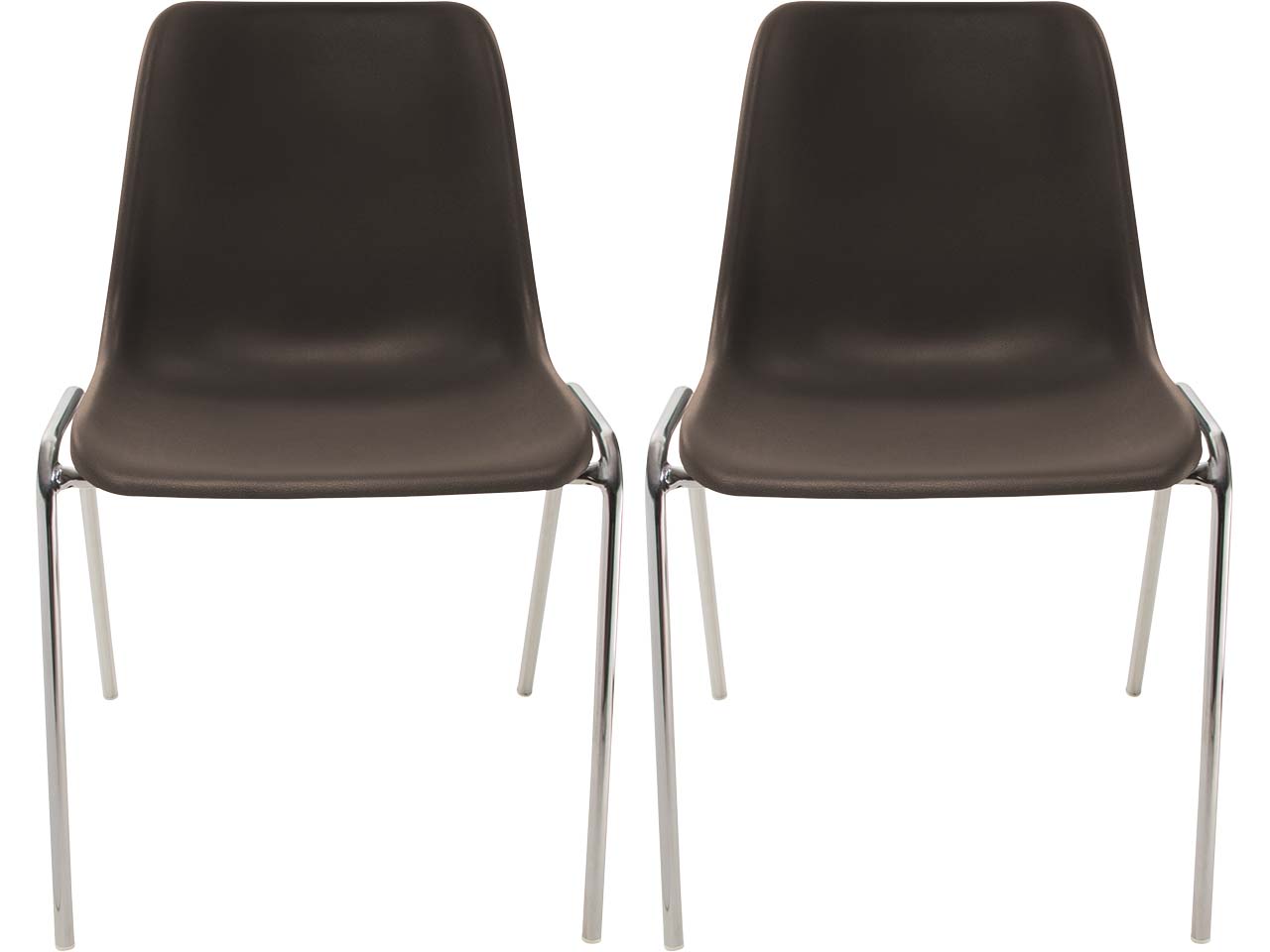 2x Besucherstuhl "ECO" Gestell verchromt, Kunststoffschale dunkelbraun