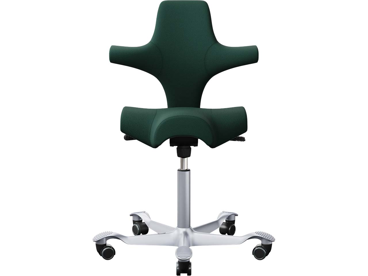HAG Bürodrehstuhl "Capisco 8106" GF 200 mm, Gestell: silber, Stoff: "Selet" dark green