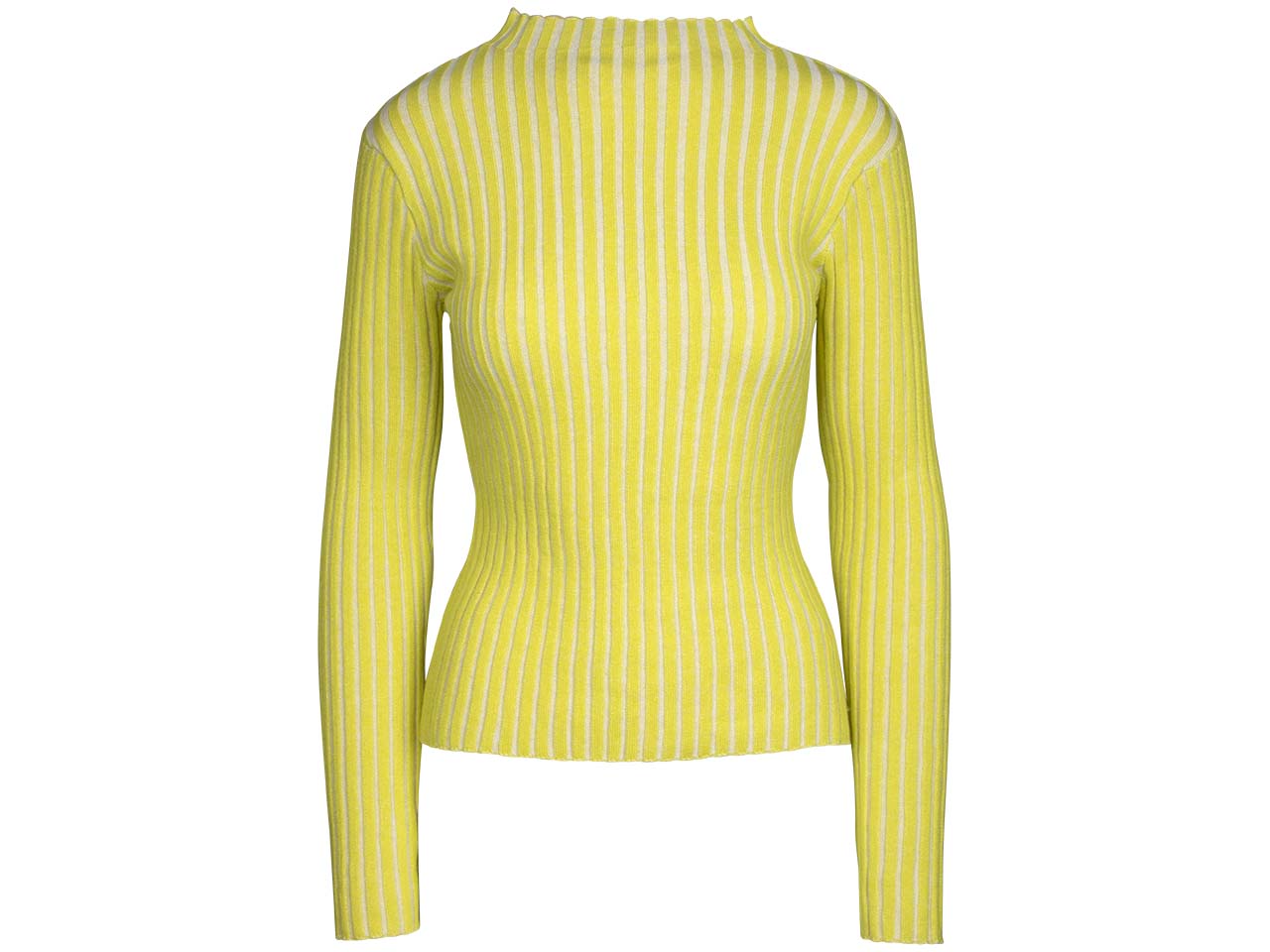 MELA Bio-Damen-Strickpullover "NAMARI" mit kurzem Stehkragen, kiwi/cream melange, Gr. L