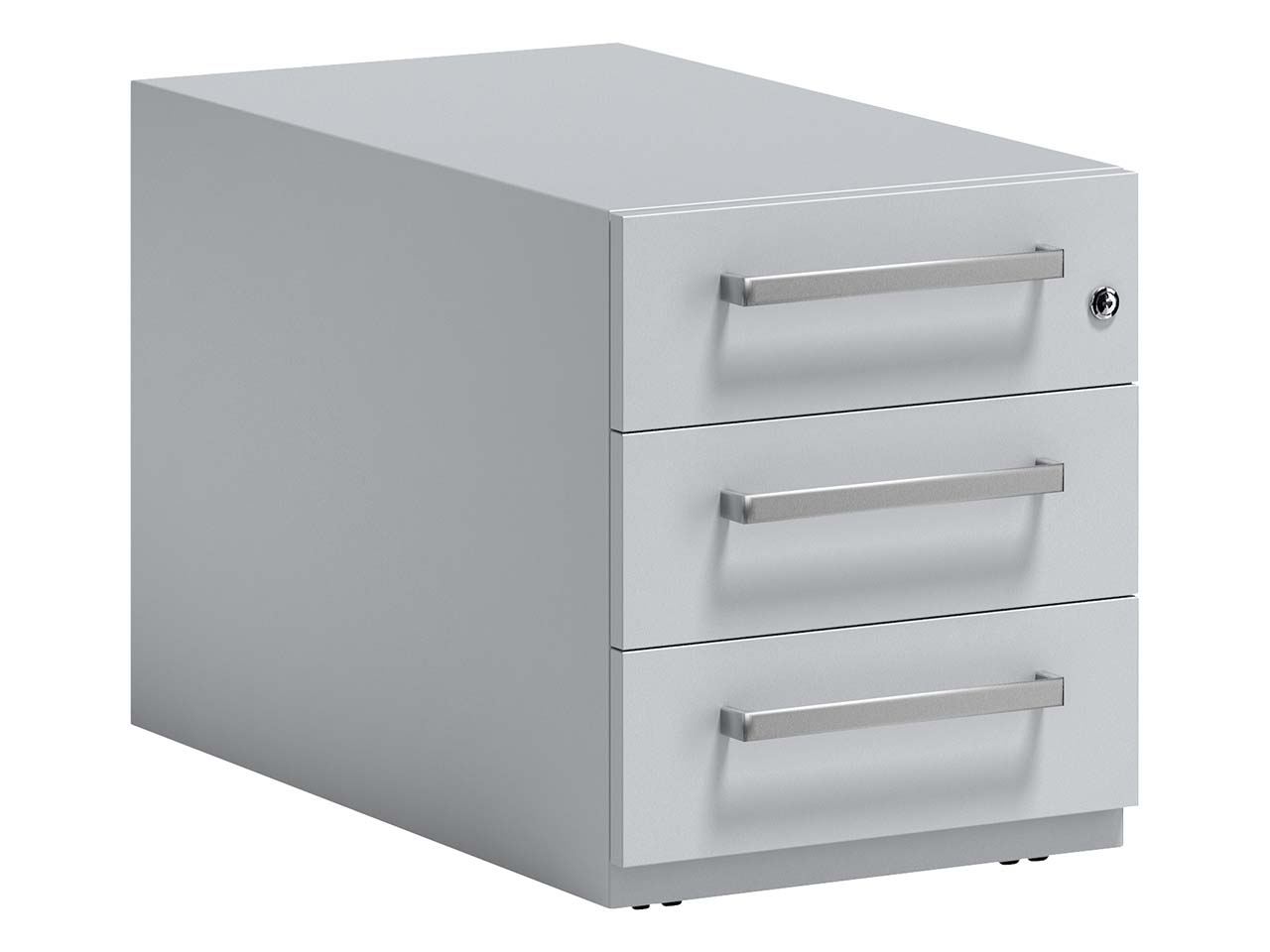 BISLEY Rollcontainer "Note" mit Griff,  3 Schubladen T 77,5 cm lichtgrau