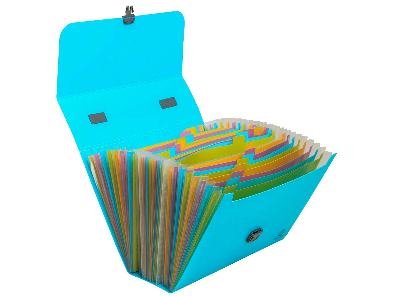 Exacompta Fächertasche mit Griff "Pop'N Co" 24 Fächer, Reycling-PP, DIN A4, cyan