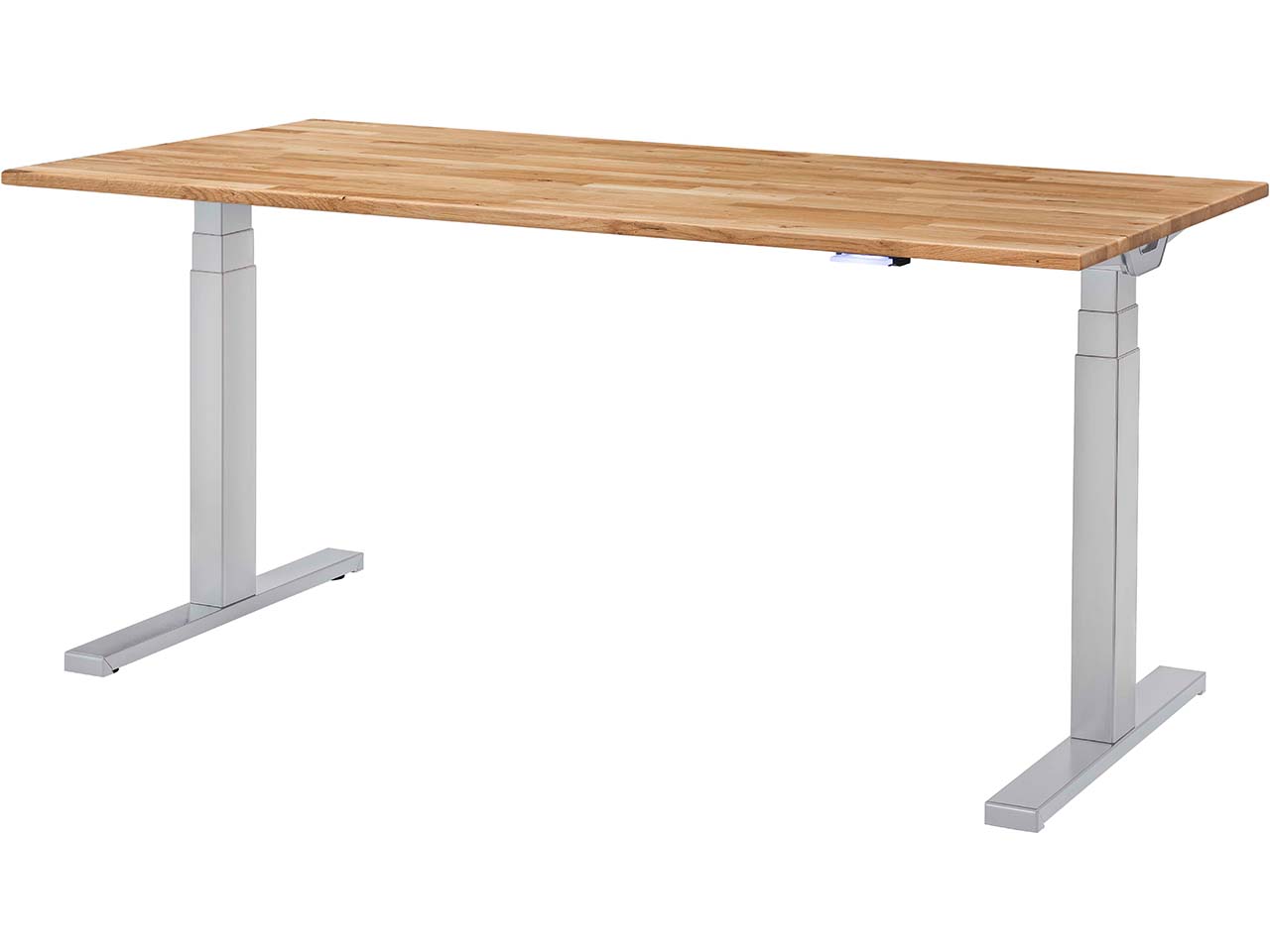 memo Höhenverstellbarer Schreibtisch "Sit-Up 3.0" silber, Eiche massiv, 160 x 70 cm