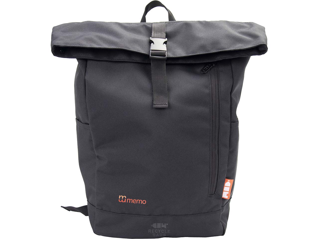 memo Rucksack "Rolltop" aus recycelten PET-Flaschen, schwarz