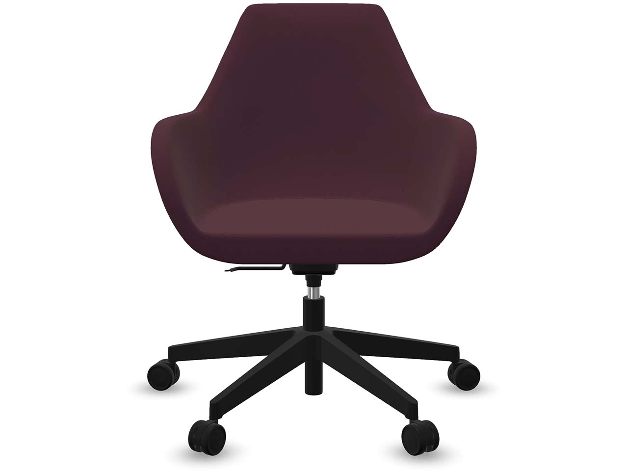 Profim Bürodrehstuhl "FAN" mit Wippmechanik und Fußkreuz, schwarz, Stoff: bordeaux