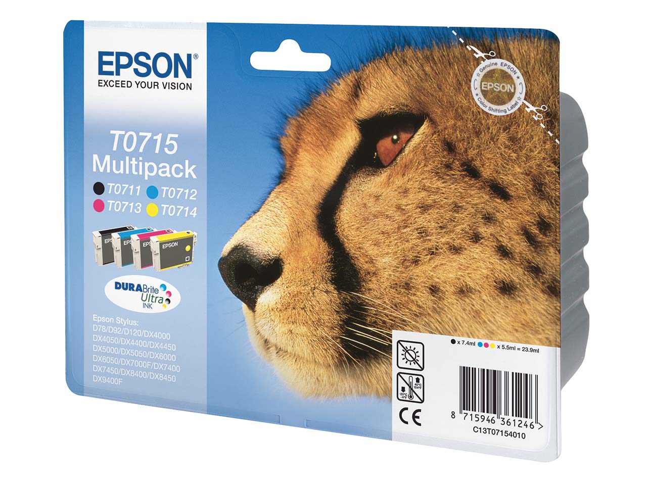 Epson 4er Set Tintenpatronen T071540 schwarz, cyan, magenta, gelb