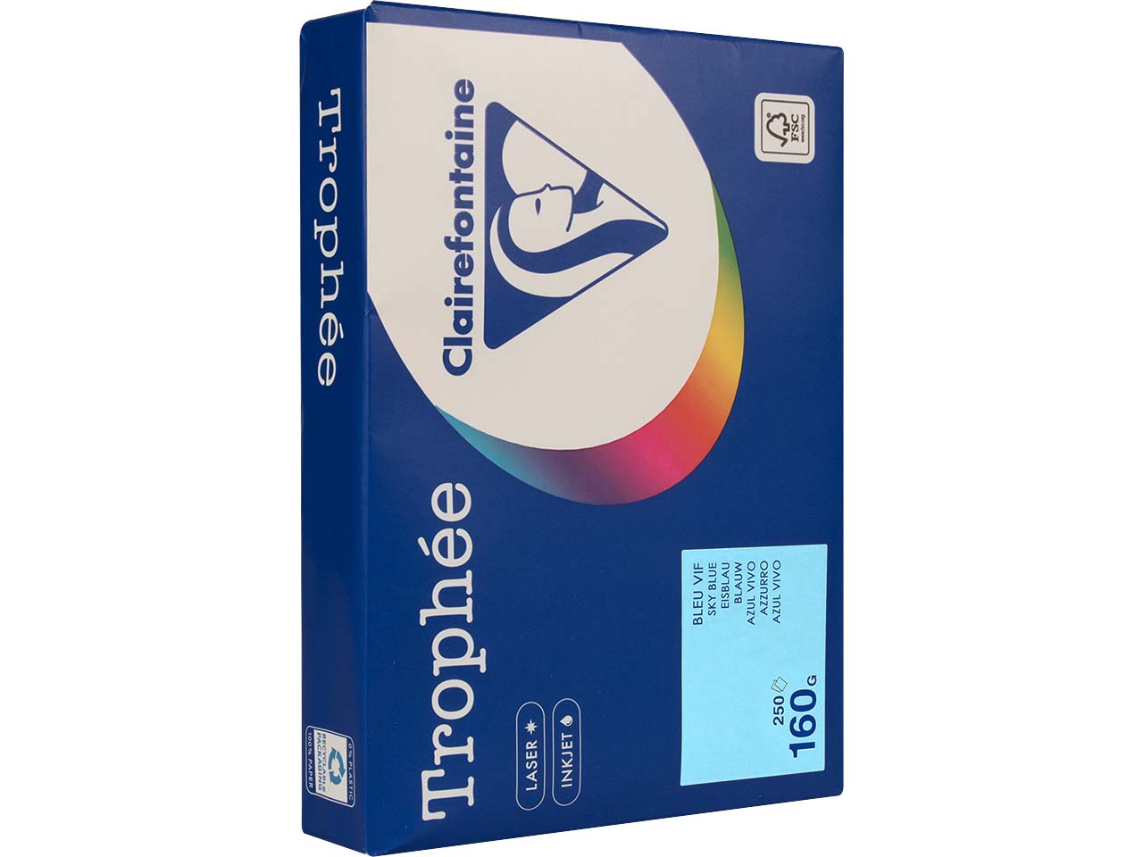 Clairfontaine Farbiges Kopierpapier "Trophee" 160 g/m², DIN A4, eisblau