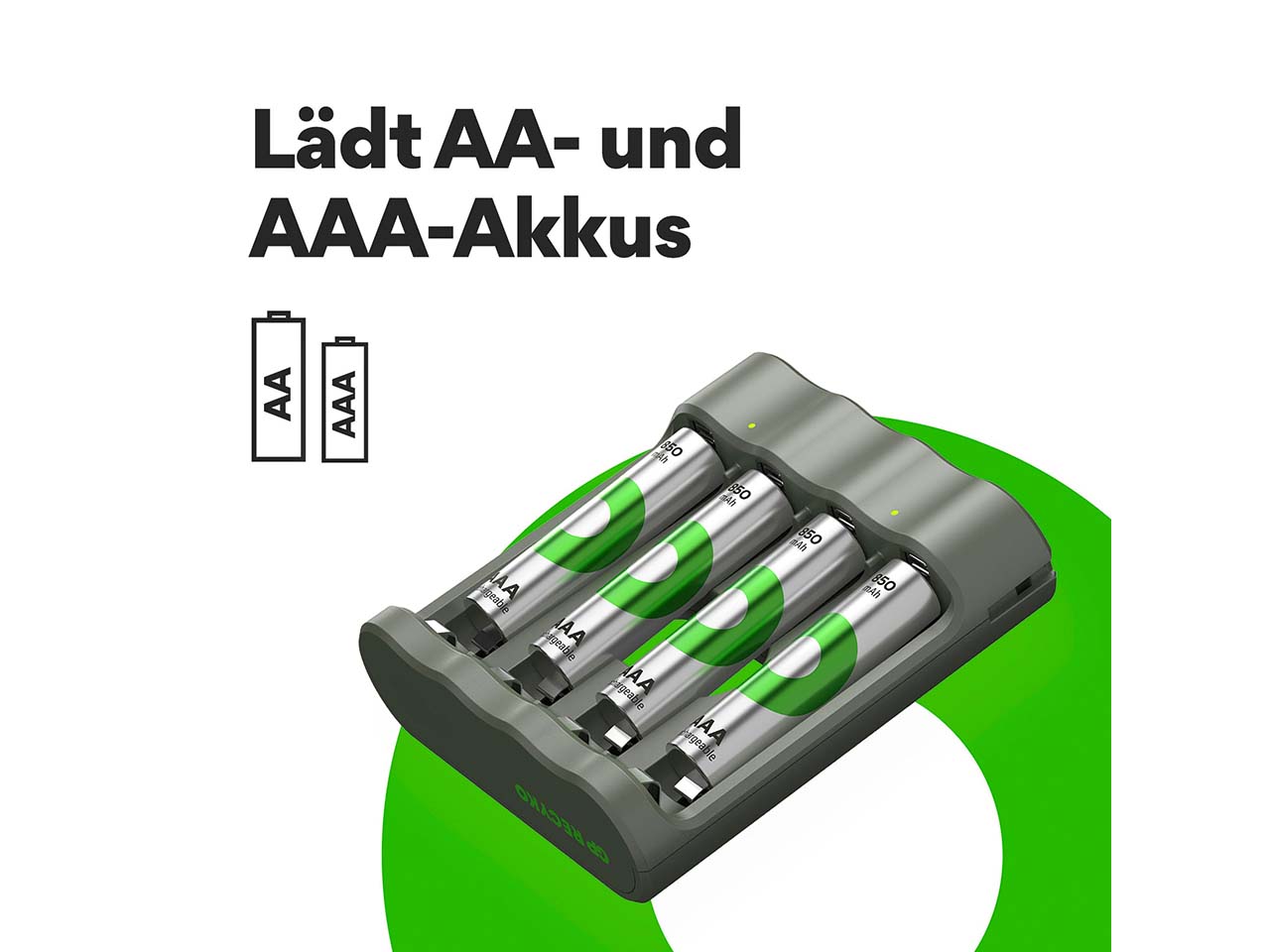 GP Battery USB Ladegerät "B441U" inkl. 4 x AAA mit je 850 mAh