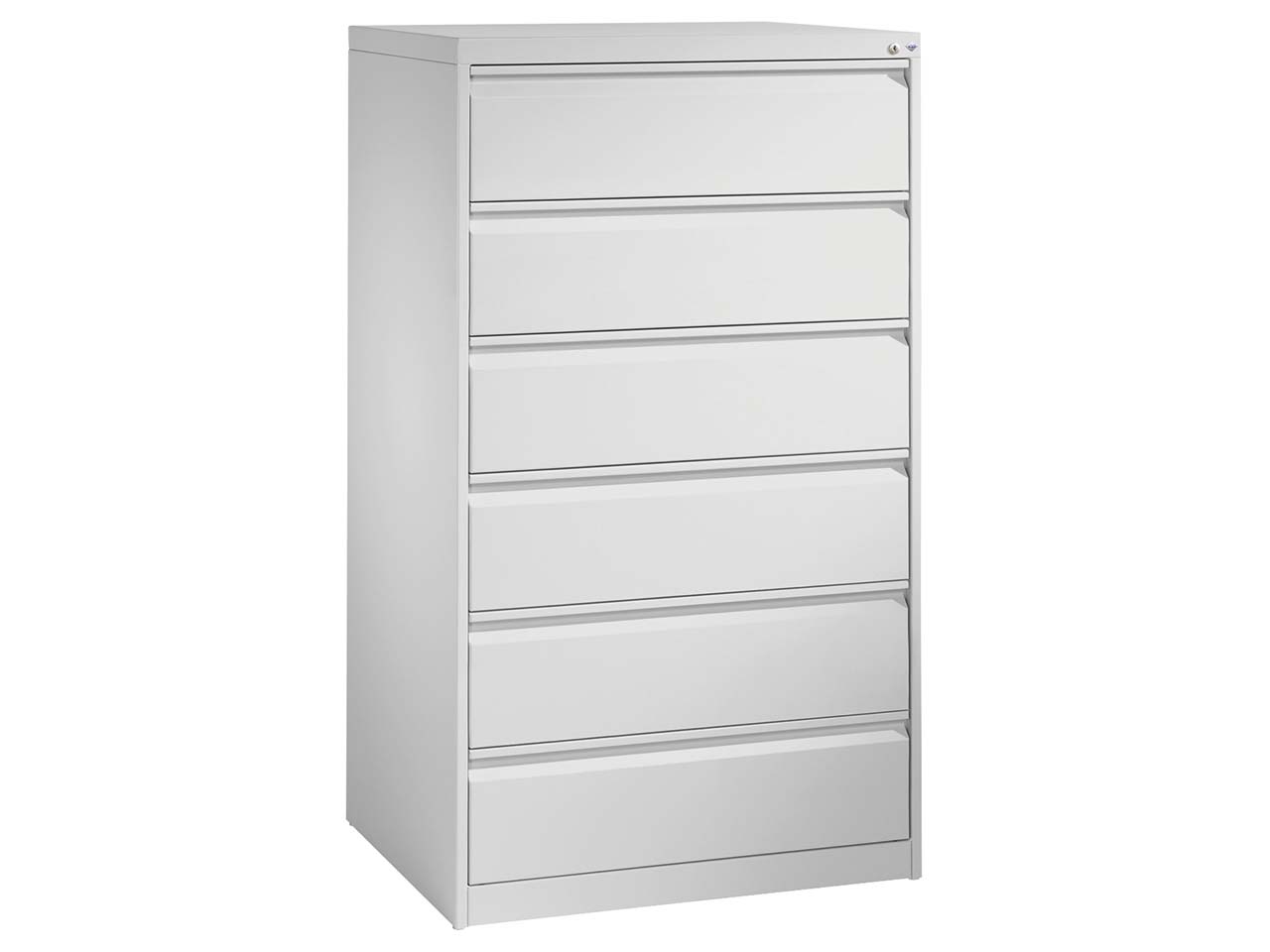 C+P Karteikartenschrank dreibahnig, 6 Schubladen DIN A5 quer weiß