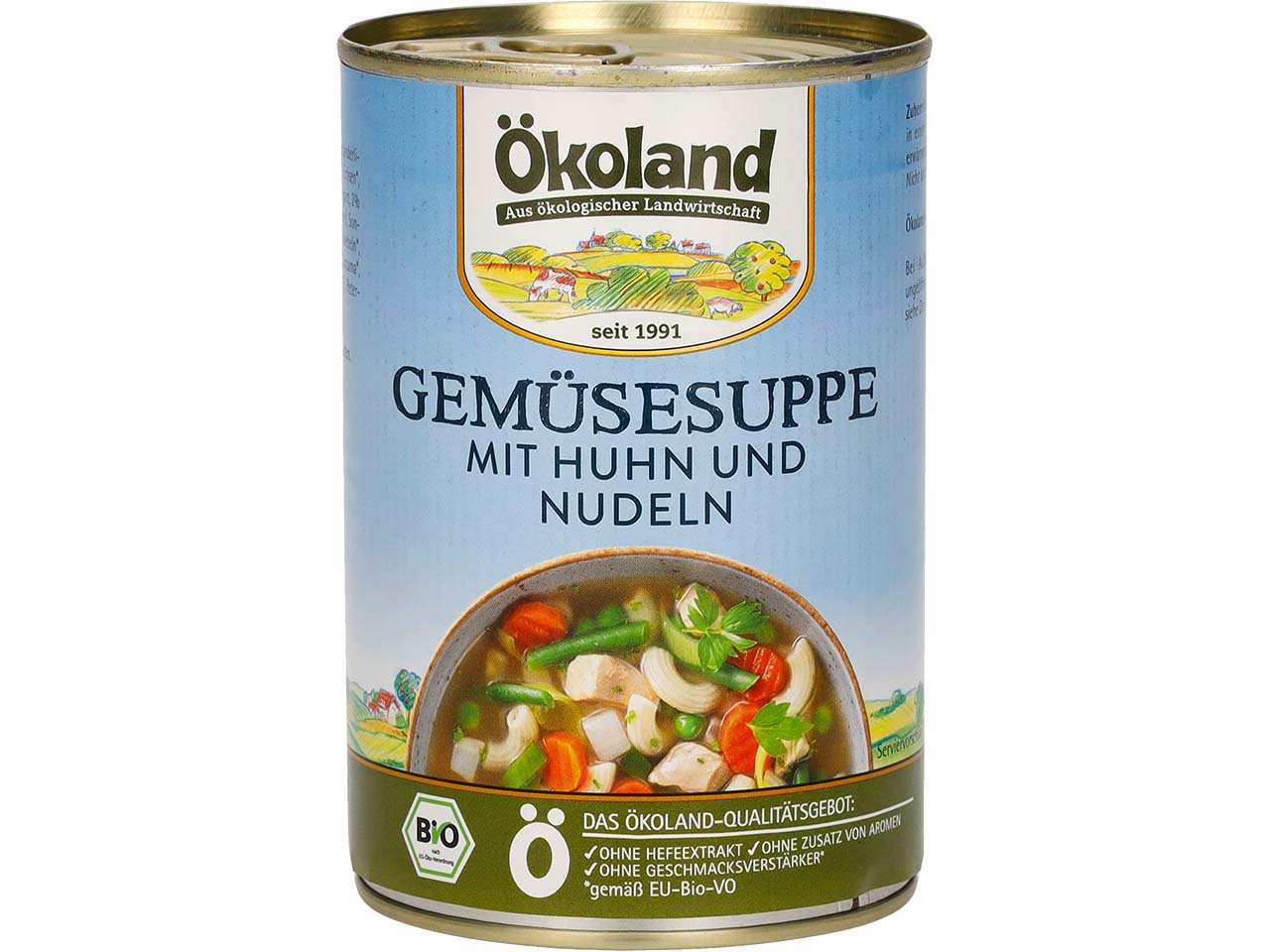 Ökoland Bio-Gemüsesuppe mit Huhn und Nudeln, 400 g
