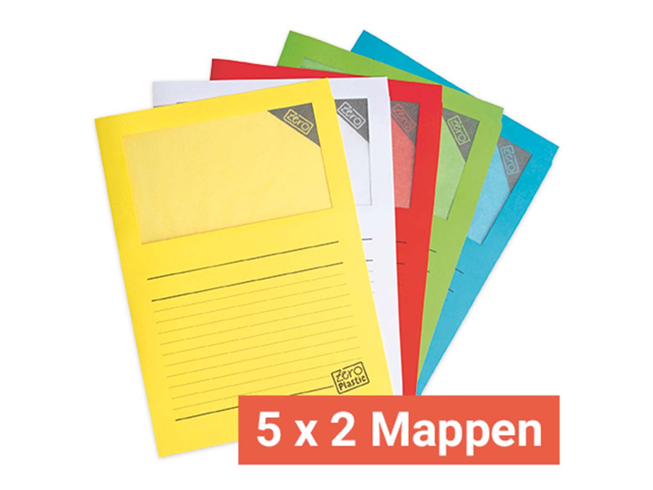 5 x 2 Elco Sichtmappe/Fenstermappe "Ordo zero" farbig sortiert