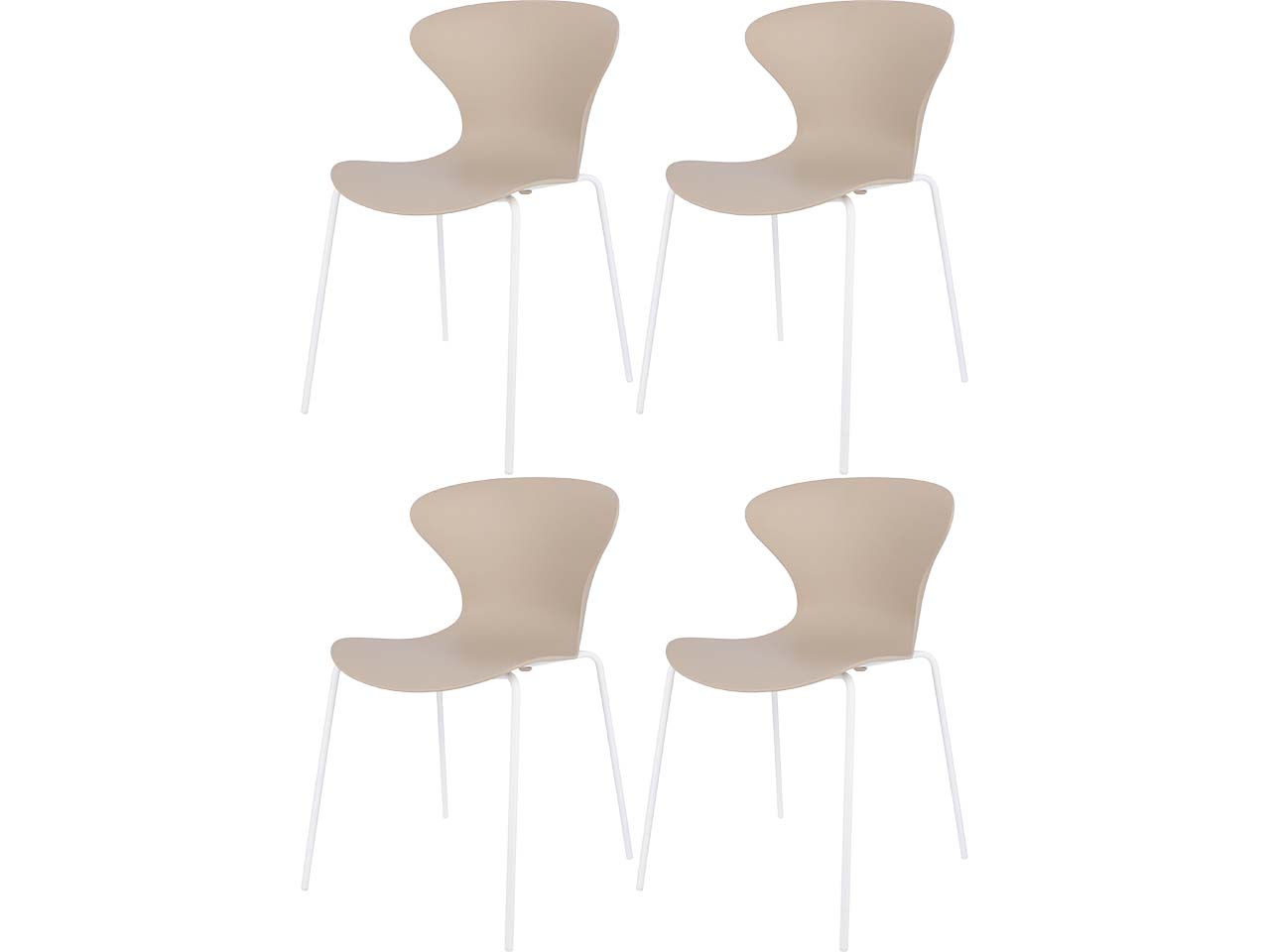 Jan Kurtz 4 Besucherstühle "Riva" Gestell Stahlrohr weiß, Sitzschale Polypropylen sand