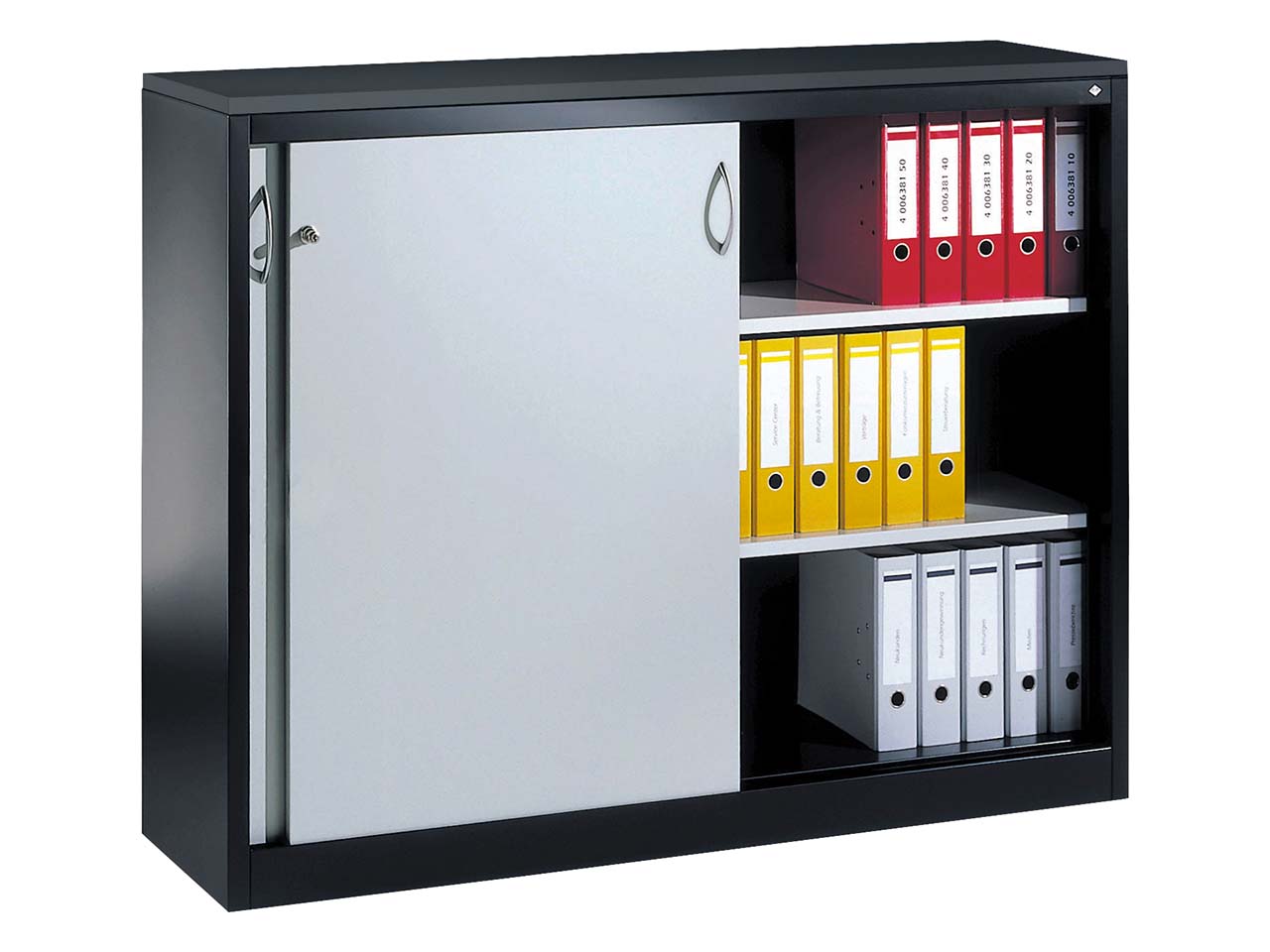 Schiebetürenschrank aus Stahl 120 cm breit anthrazit/alusilber  T 40  H 120