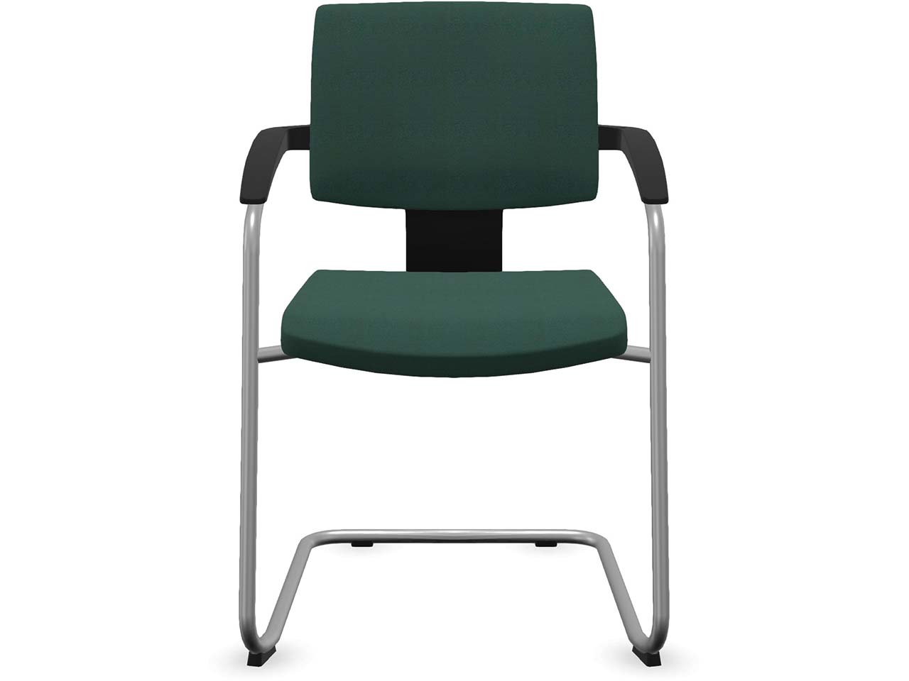 Profim Freischwinger "XENON" mit Armlehnen, stapelbar, silber, Stoff: grün