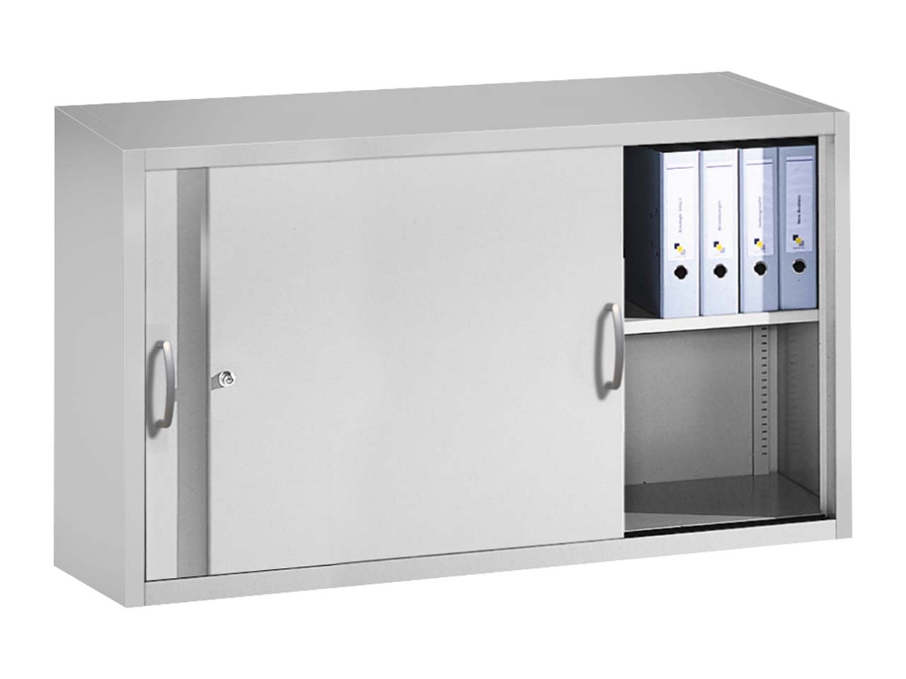 Aufsatzschrank für Schiebetürenschränke aus Stahl 160 cm breit lichtgrau  T 50  H 79