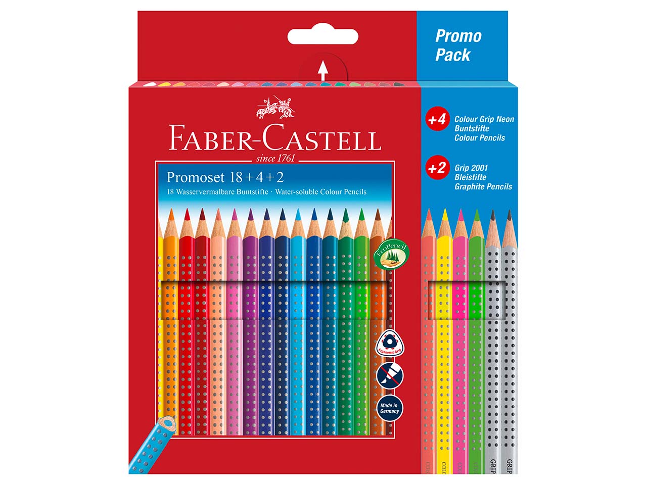 24 Faber-Castell Buntstifte "Colour Grip" 18 + 4 + 2 Promotion